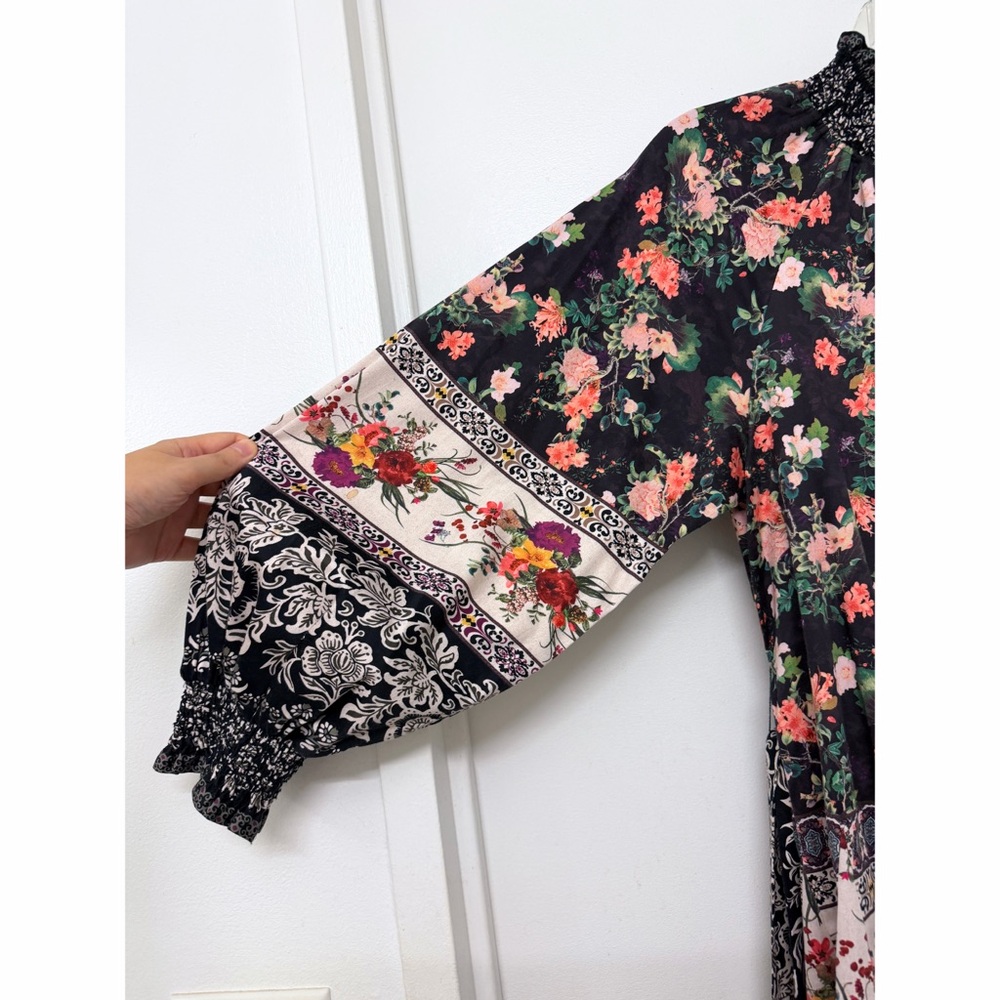Alice + Olivia Janis Mini Dress Mock Neck Dream Castle Floral Black White 0 - Picture 10 of 16